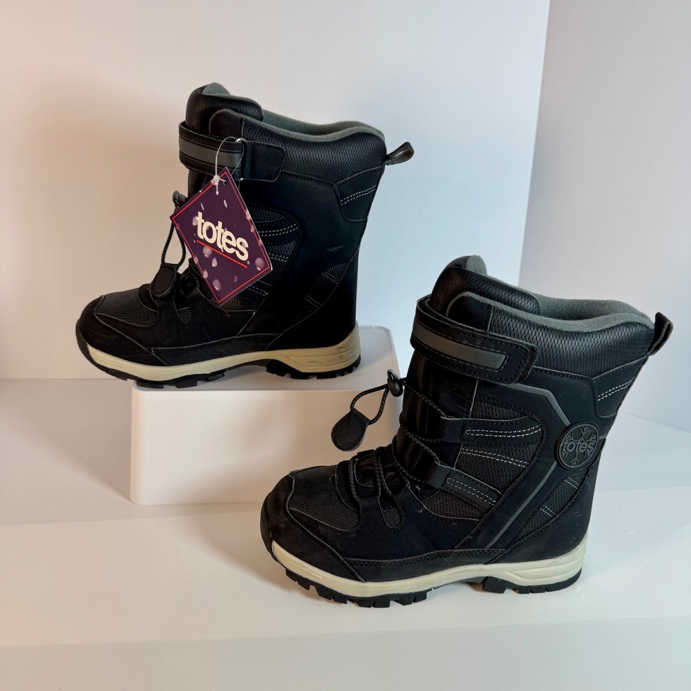 Totes Sage Kids Black Insulated Winter Snow Boots Size 2M 622-0123 NEW - Picture 1 of 8